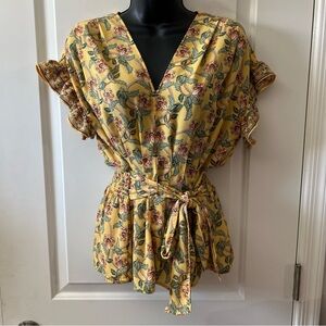 Max Studio Floral Yellow Blouse